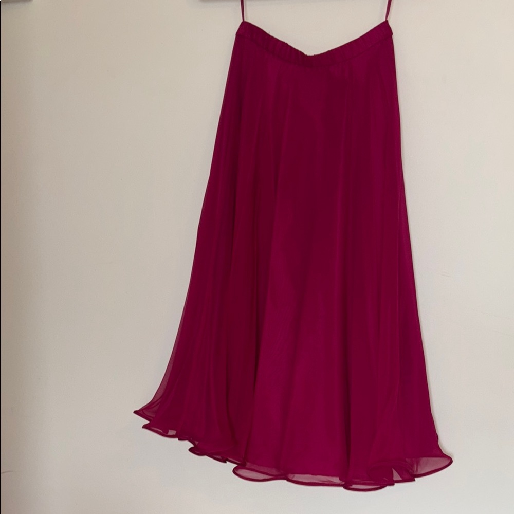 100% Silk Flowy Mid Length Fuchsia Skirt